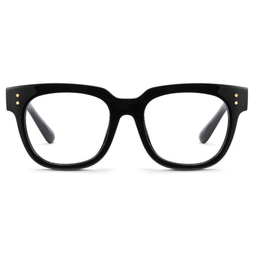 Black Vintage Square Thick Frame Thick Temple Blue Light Glasses